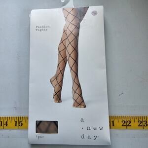 NWT A New Day Women's Sheer Nude Black Diamond Lattice Tights Hose Sz 1X 2X